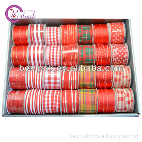 decorative printed plaid red ribbon